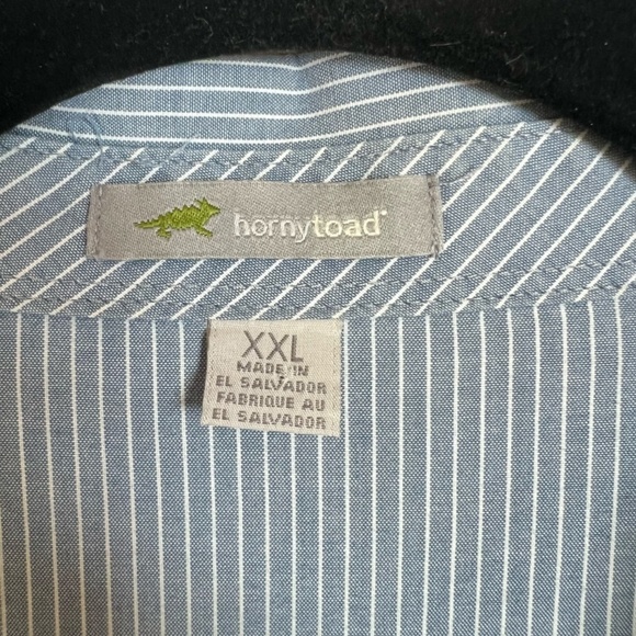 Horny Toad Mens Striped Button Down Shirt Blue White Long Sleeve Lightweight XXL - Picture 2 of 11